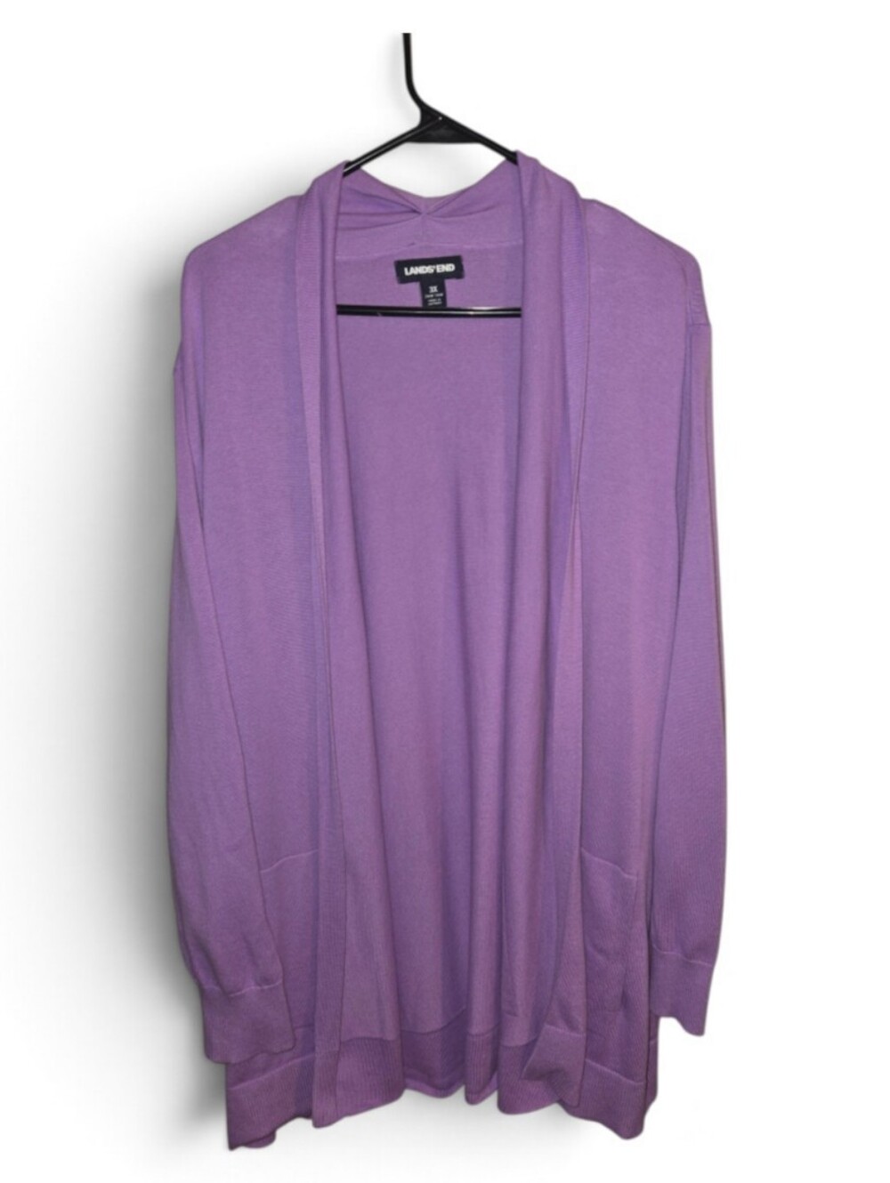 Lands' End women's size 3X purple Open Cardigan Pockets Teacher Layers Office